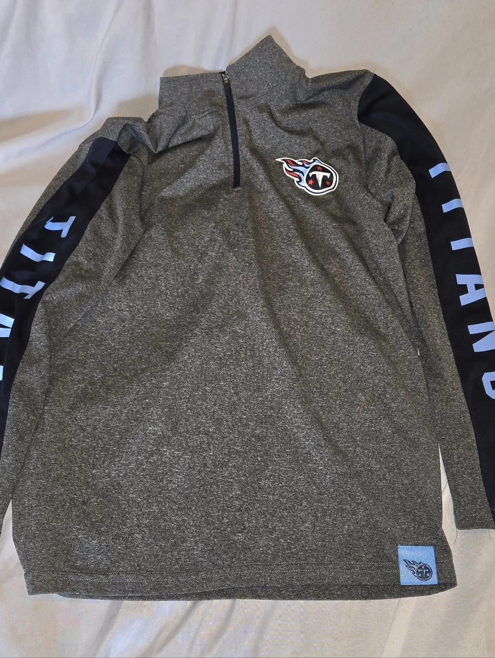 NFL Tennesse Titans Boy's Gray Pullover with Navy and Light Blue Accents Sleeves